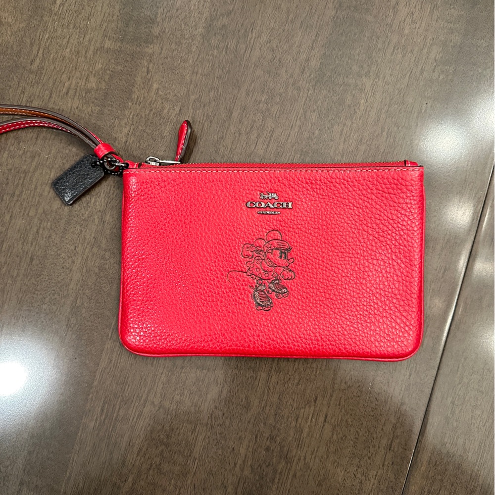 Red Coach wristlet, Mickey Mouse (Disney), NEW